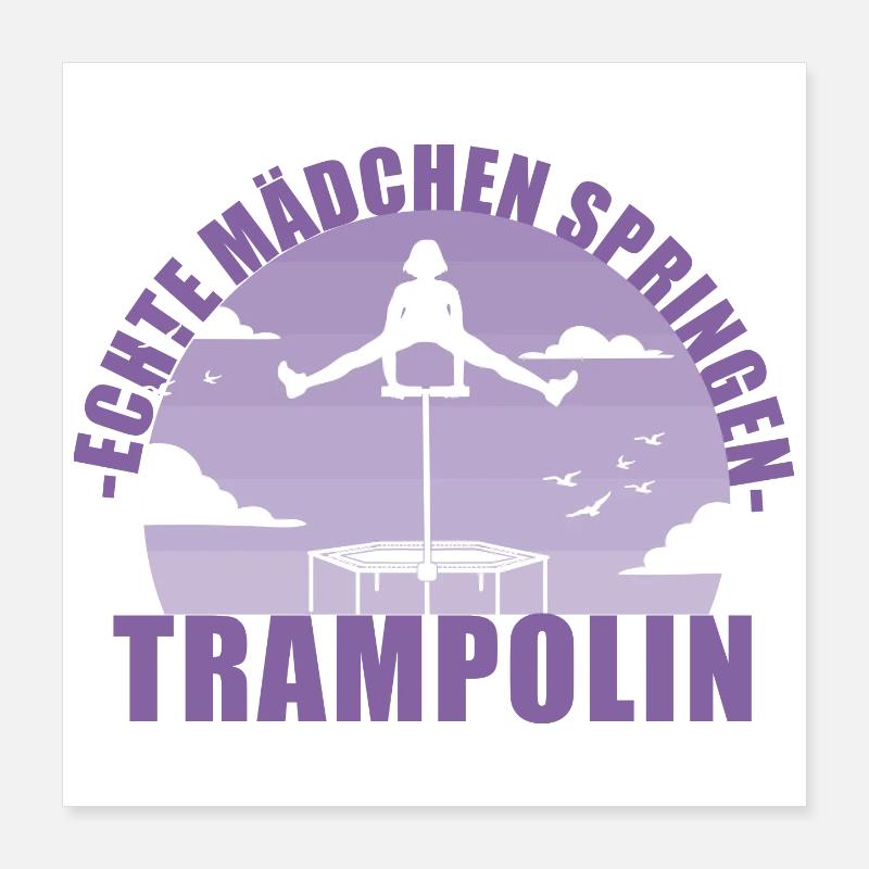 Echte Mädchen springen Trampolin Geschenk Poster 40x40 cm