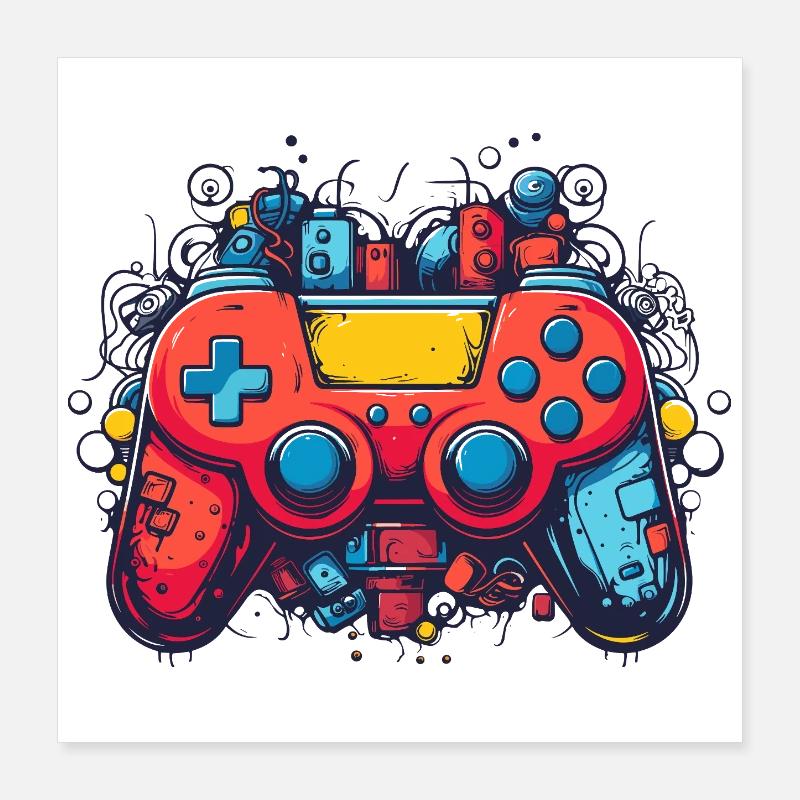 Vintage Gaming Controller Poster 40x40 cm