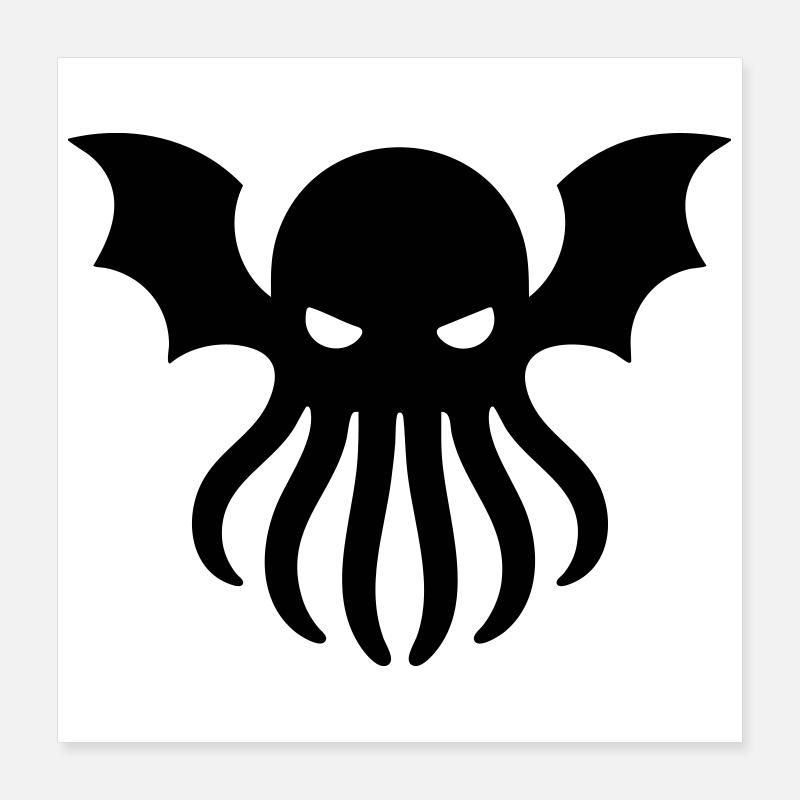 Geometrisches Cthulhu – Monochromes Symbol Poster 40x40 cm