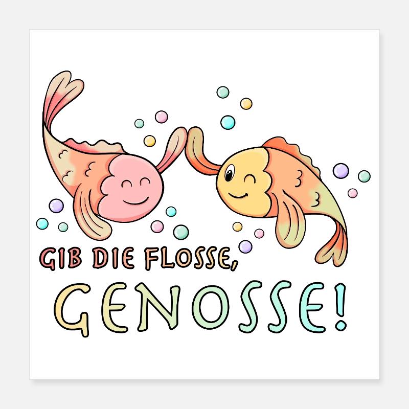 Donnez l’aileron à Camarade Poisson ! Poster 40 x 40 cm