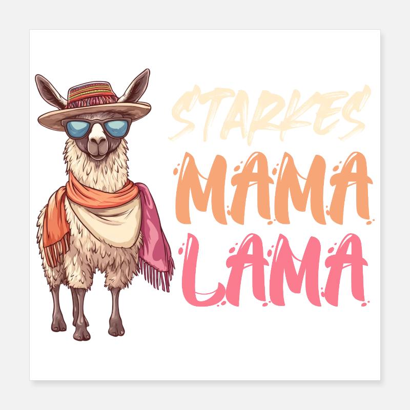 Werdende Mutter STARKES MAMA LAMA Lustiges Poster 40x40 cm