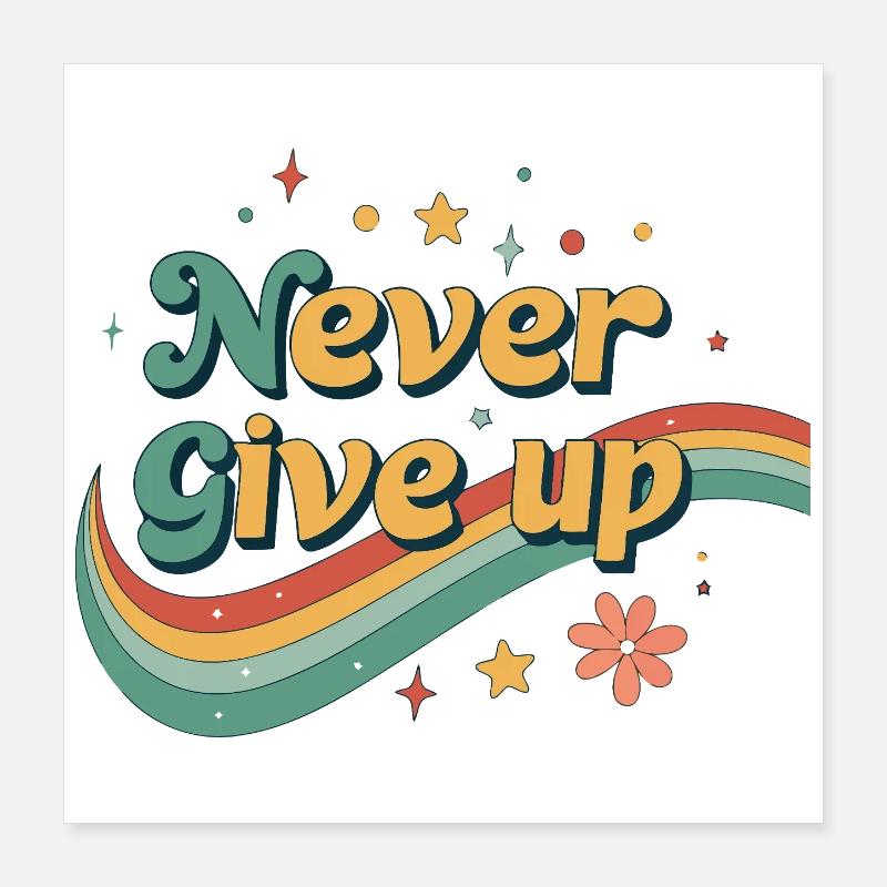 Regenbogen-Retro-Ausdauer Poster 40x40 cm