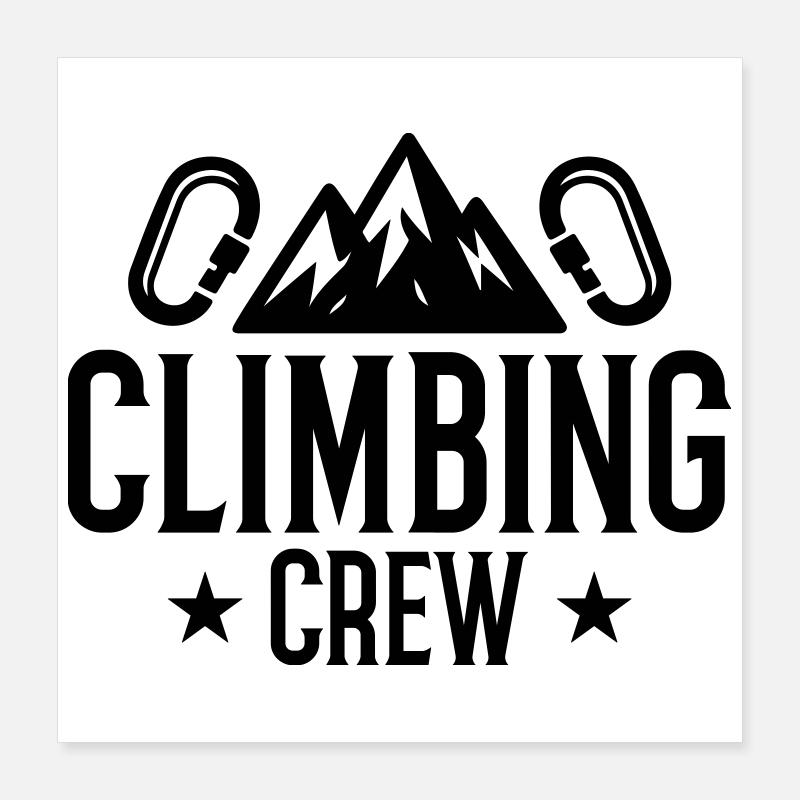 Climbing Crew Mountains Carabiner Poster 16" x 16" (40x40 cm)