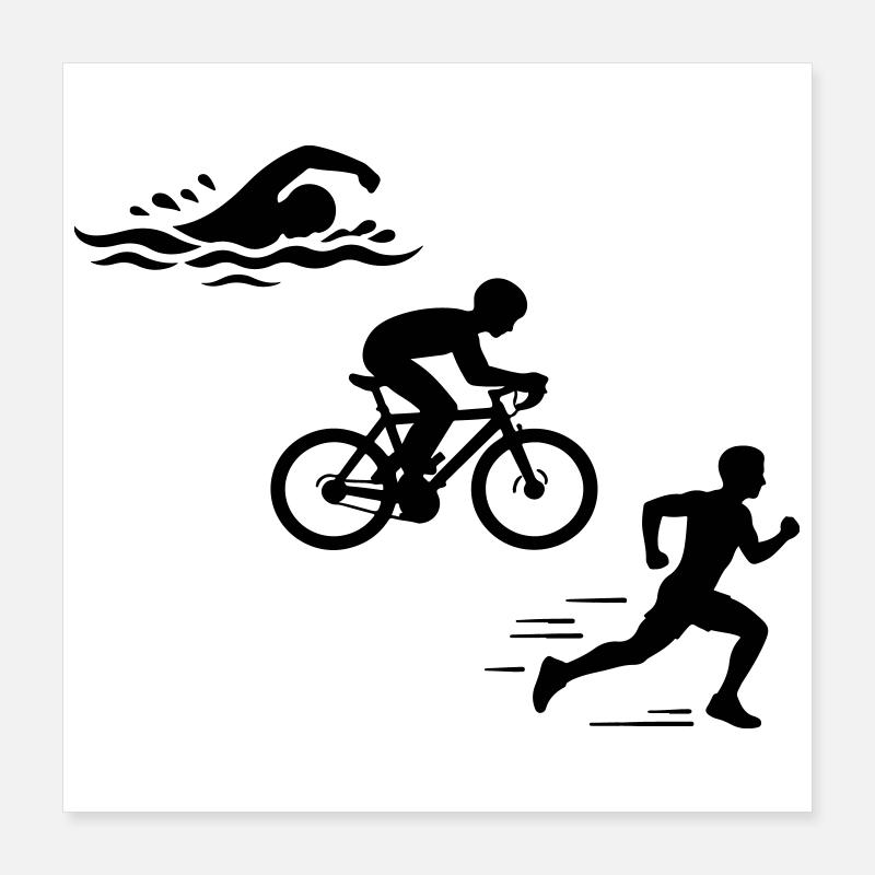 Triathlon Silhouette Triathlete Poster 40 x 40 cm