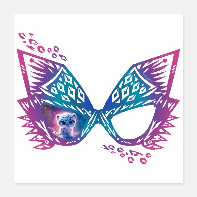 Des lunettes pour chat avec un léopard des neiges espiègle Poster 40 x 40 cm