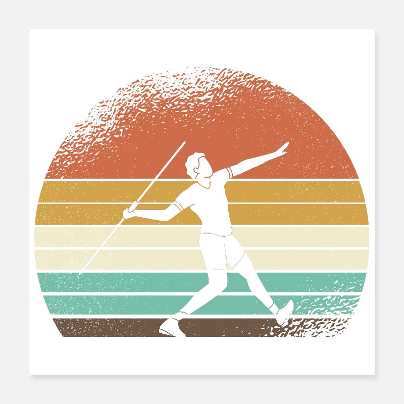 Retro Sunset Skiing Silhouette Poster 16" x 16" (40x40 cm)