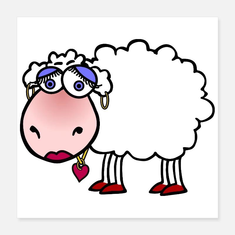 Cuddly sheep with heart pendant Poster 16" x 16" (40x40 cm)
