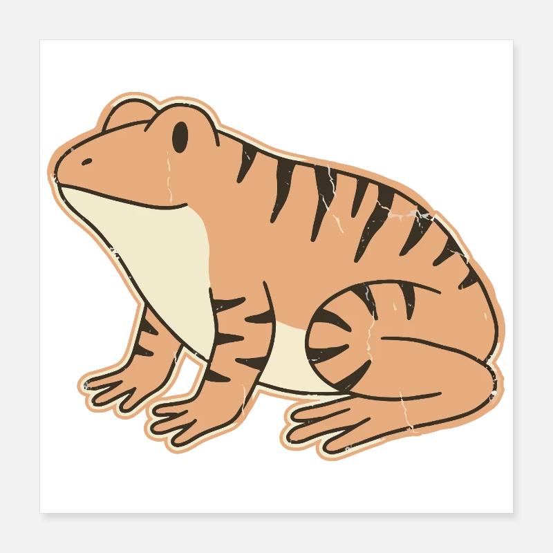 orange toad with retro stripes tabby stripes Poster 16" x 16" (40x40 cm)