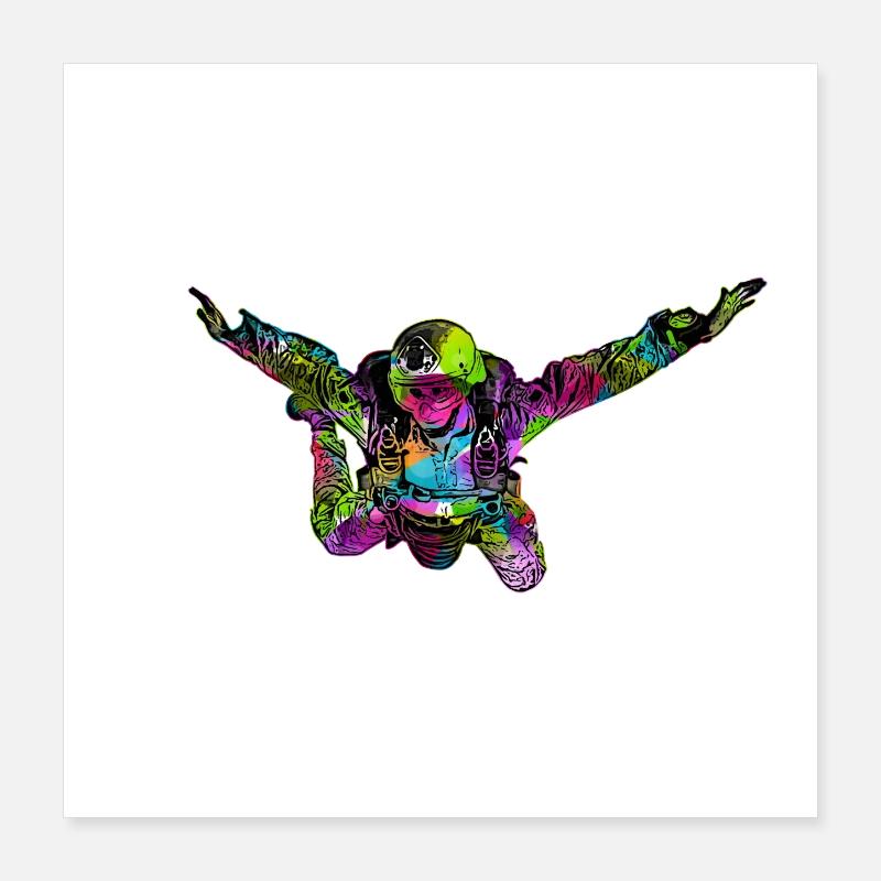 Colorful parachutist Poster 16" x 16" (40x40 cm)