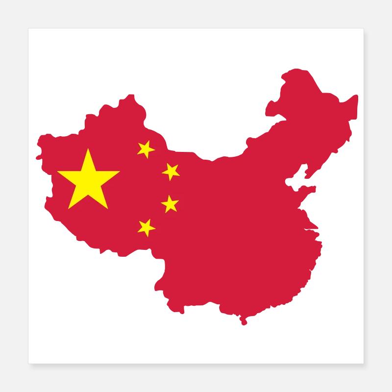 Carte de la Chine Poster 40 x 40 cm