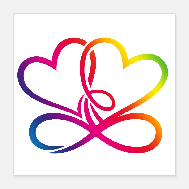 Zwei Herzen Regenbogen Infinity Love CSD LGBT Poster 40x40 cm