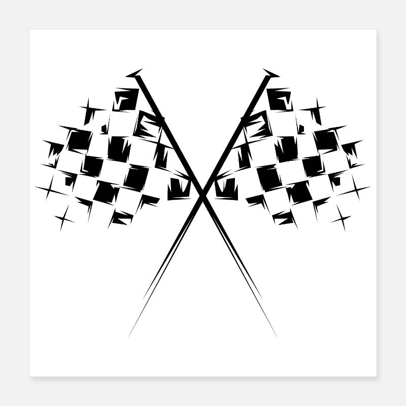 Icône du drapeau de course Illustration Icône du drapeau à damier Poster 40 x 40 cm
