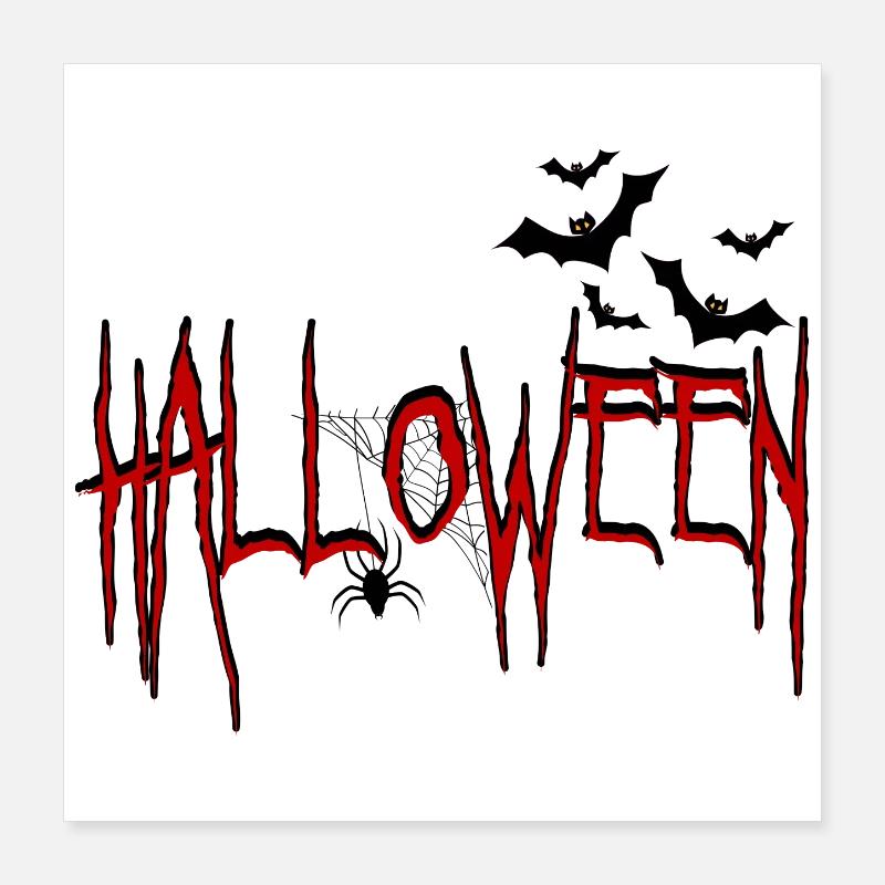 Halloween avec Spider and Bat Horror Design Poster 40 x 40 cm