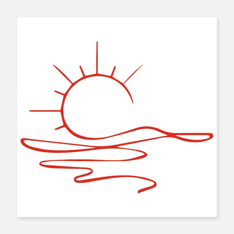 Sunset Sketch (Red) Poster 16" x 16" (40x40 cm)