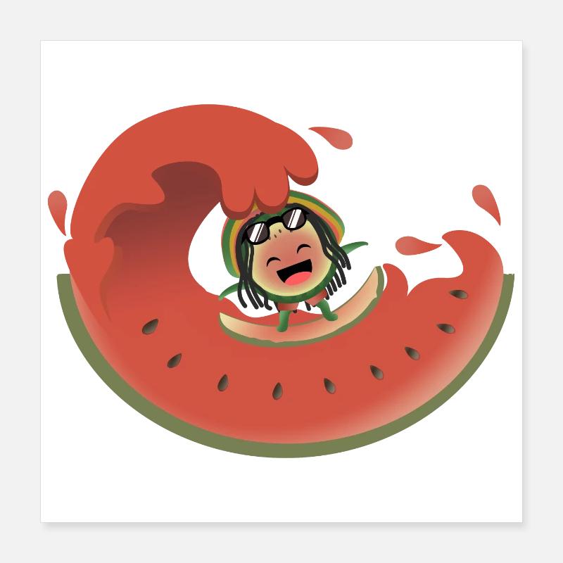 Surf pastèque Poster 40 x 40 cm