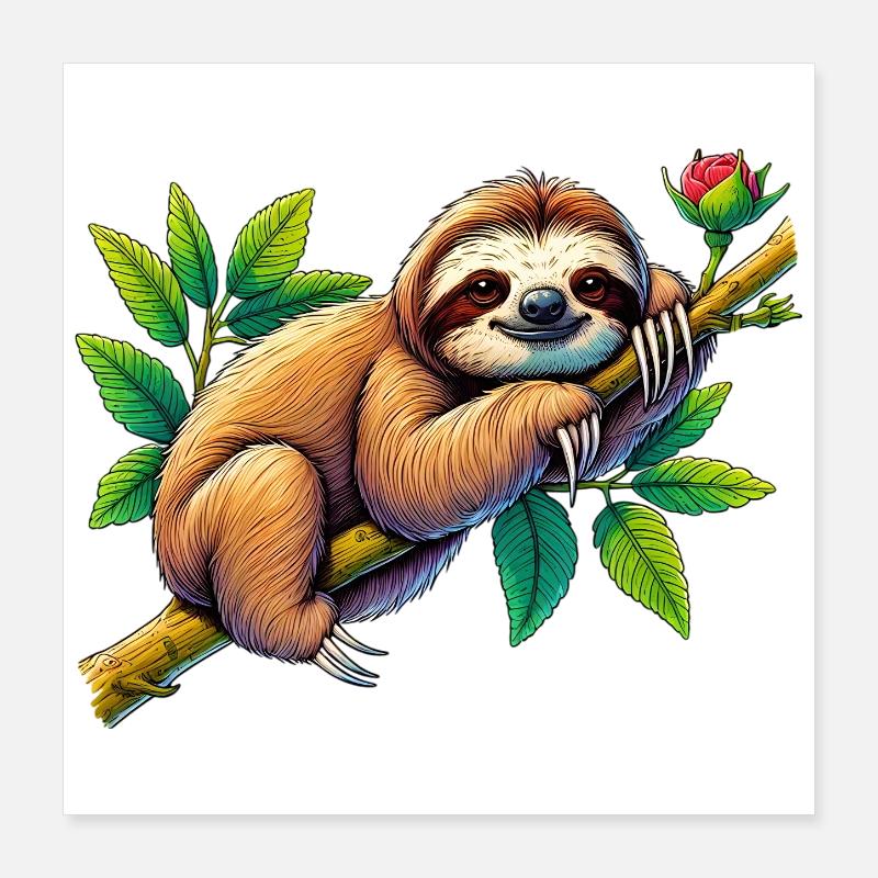 Faultier Poster 40x40 cm