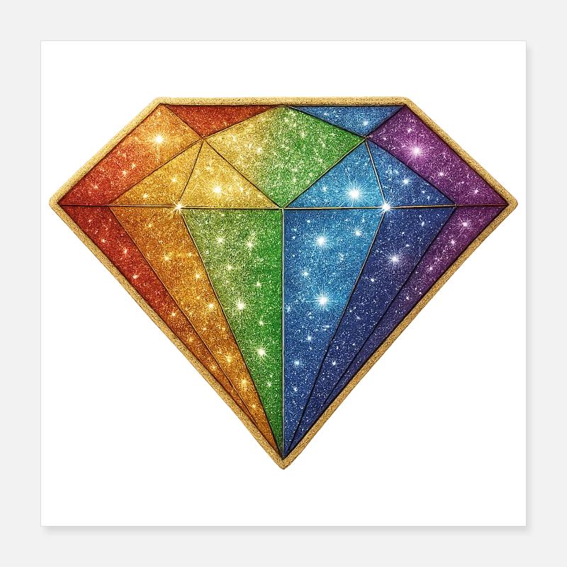 Regenbogen Glitzer-Diamant Poster 40x40 cm