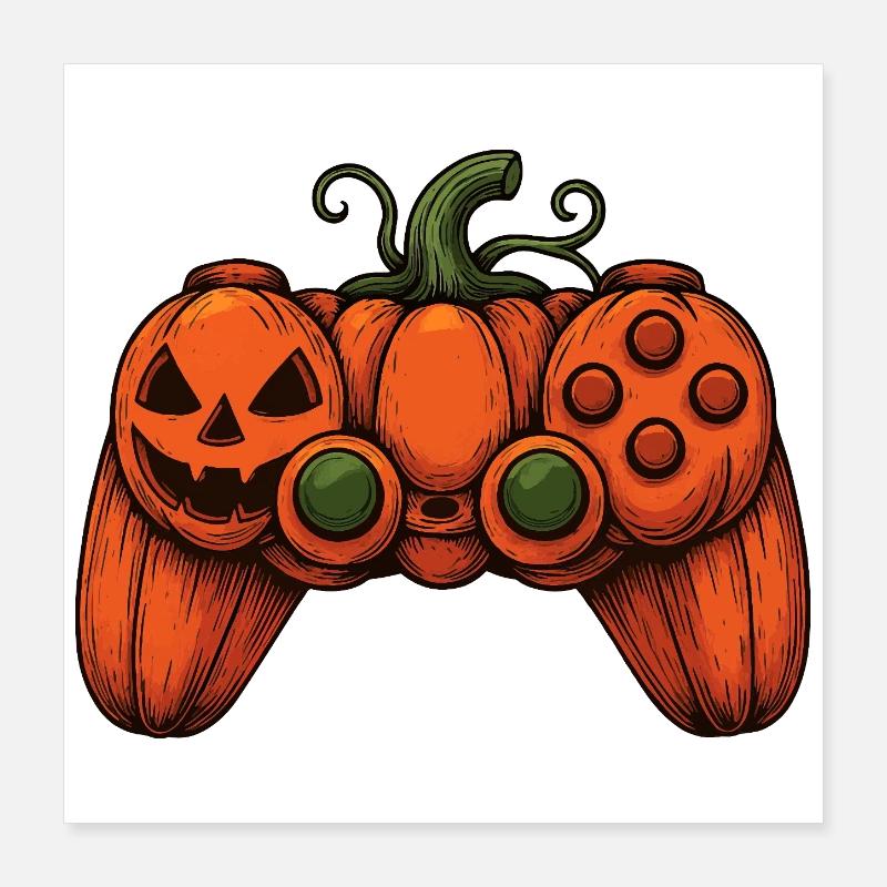 Halloween Controller Pumpkin Duo Poster 16" x 16" (40x40 cm)