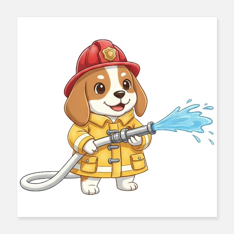 Chien pompier Beagle, pompiers volontaires Poster 40 x 40 cm