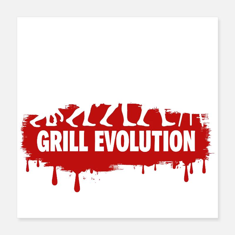 Grill Evolution Lustiger Grillmeister Spruch Poster 40x40 cm