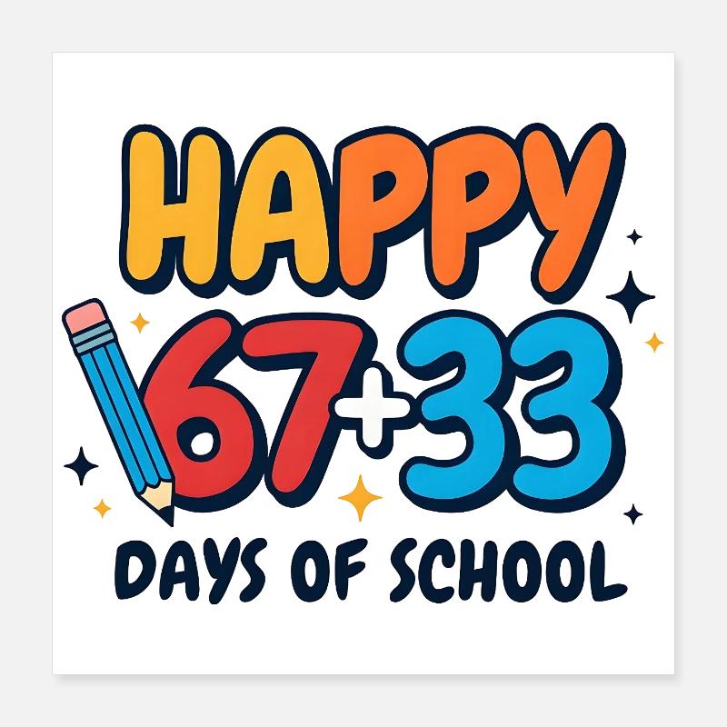 Joyeux 100 jours d’école Poster 40 x 40 cm