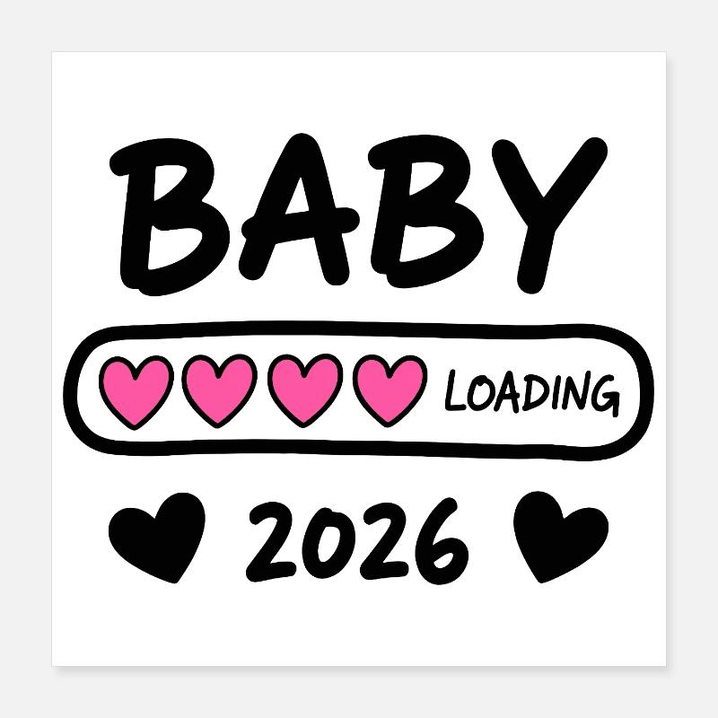 Baby Loading 2026 Schwangerschaft Eltern Poster 40x40 cm