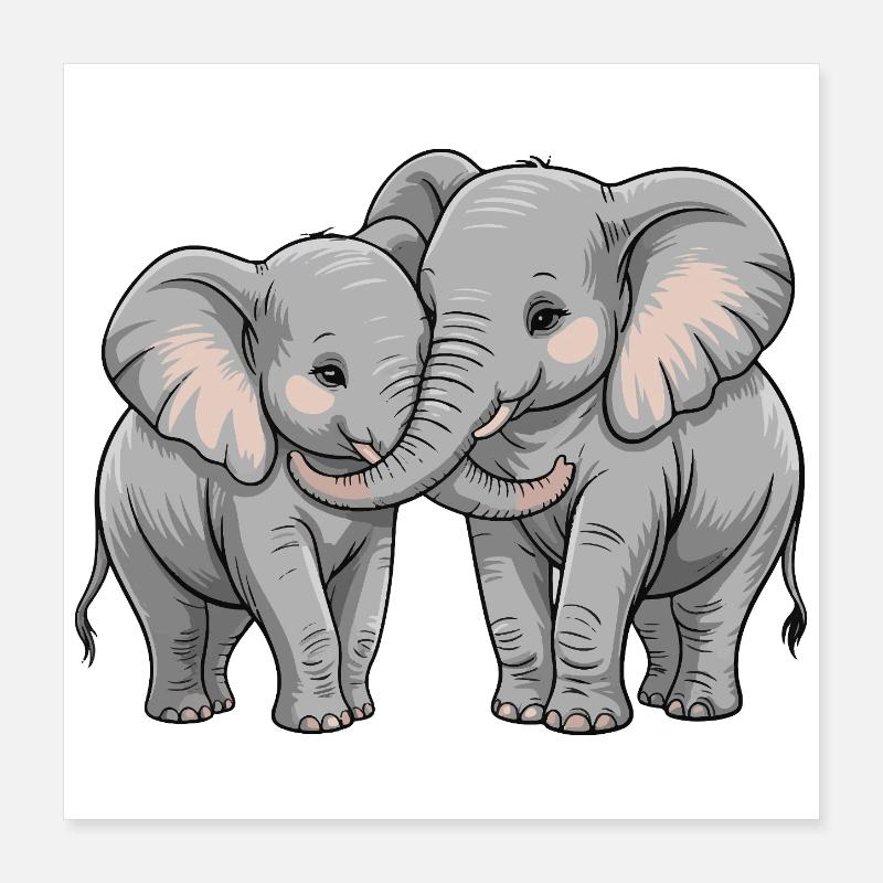 Elefant Paar Valentinstag Poster 40x40 cm
