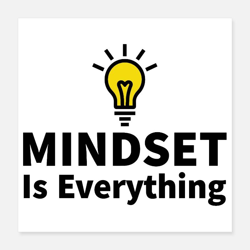 Mindset is everything Glühbirne Motivation Erfolg Poster 40x40 cm