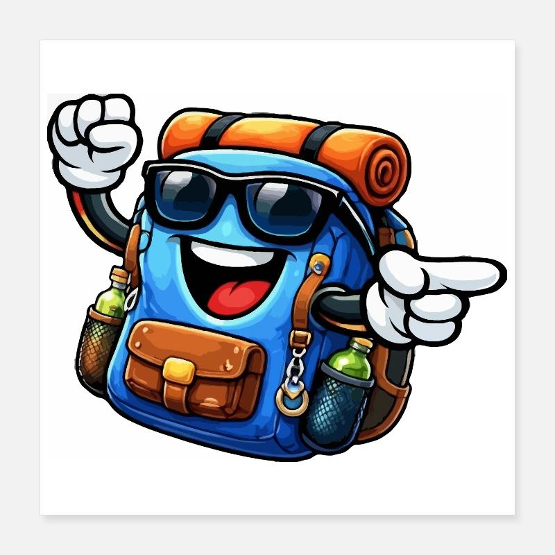Backpack with sunglasses Poster 16" x 16" (40x40 cm)