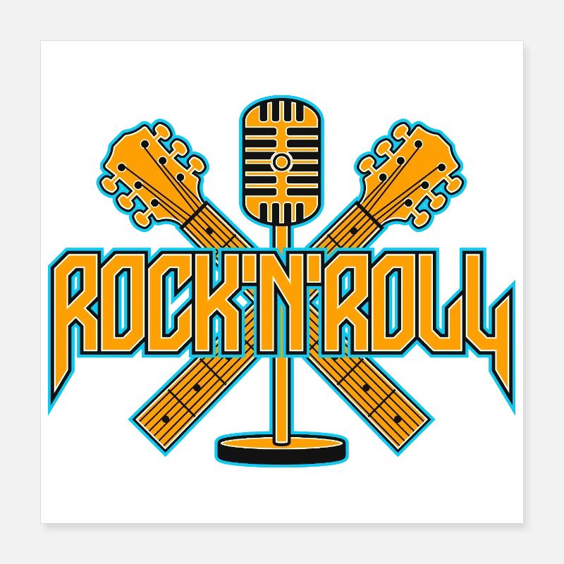 Micro rétro Rock 'N' Roll avec guitares Poster 40 x 40 cm