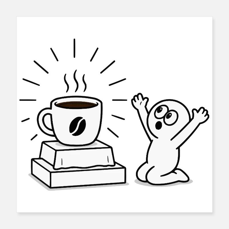 Kaffeebecher Freude Comicdesign Poster 40x40 cm