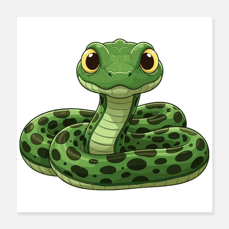 Serpent de dessin animé mignon Poster 40 x 40 cm