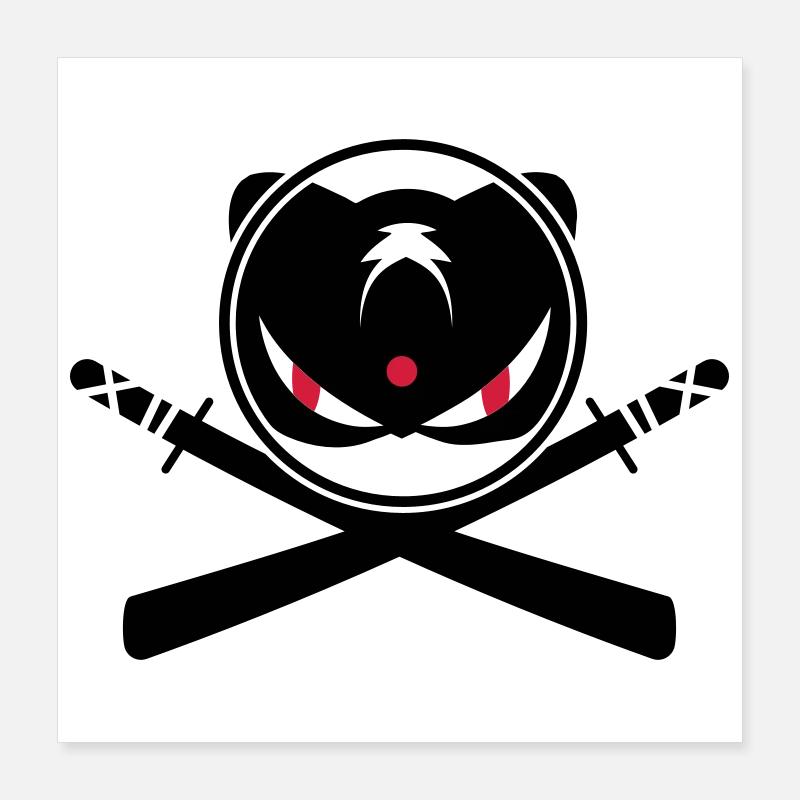 Ninja avec épées croisées symbole Poster 40 x 40 cm
