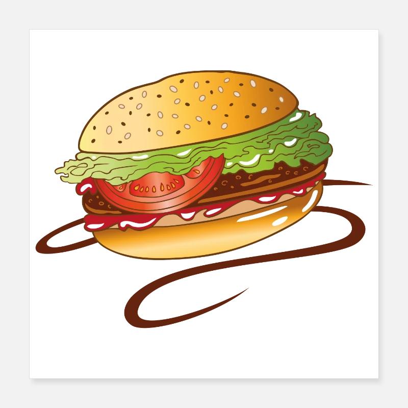 Burger Fast Food Junk Snack BBQ BBQ Poster 16" x 16" (40x40 cm)