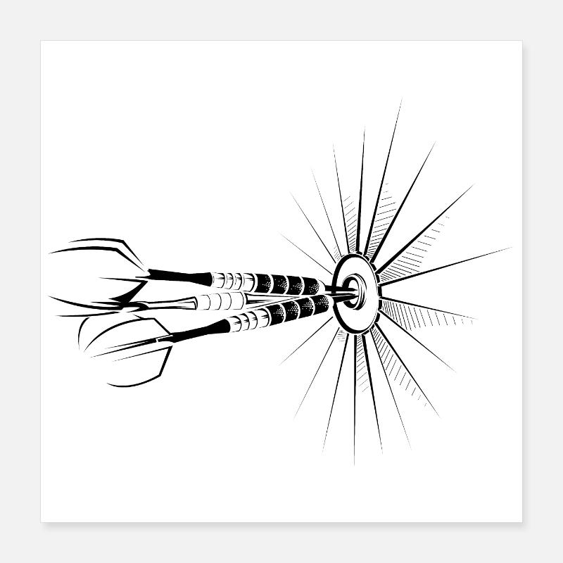Fléchettes bullseye flèches illustration joueur de fléchettes Poster 40 x 40 cm
