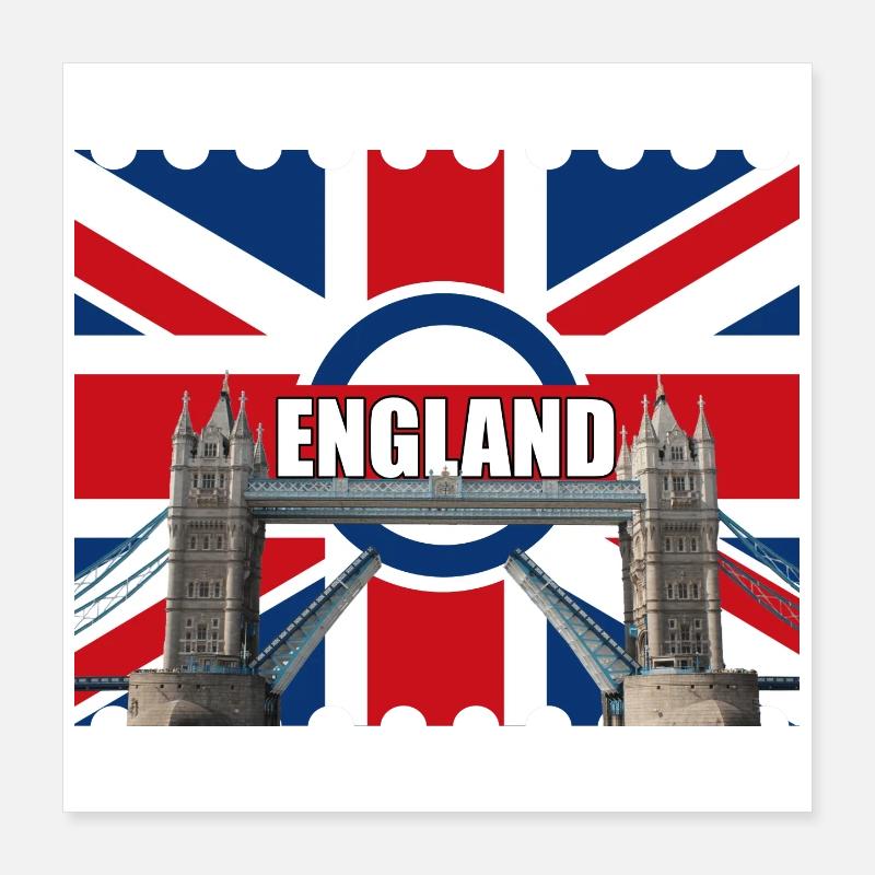 England Flag Tower Bridge Poster 16" x 16" (40x40 cm)