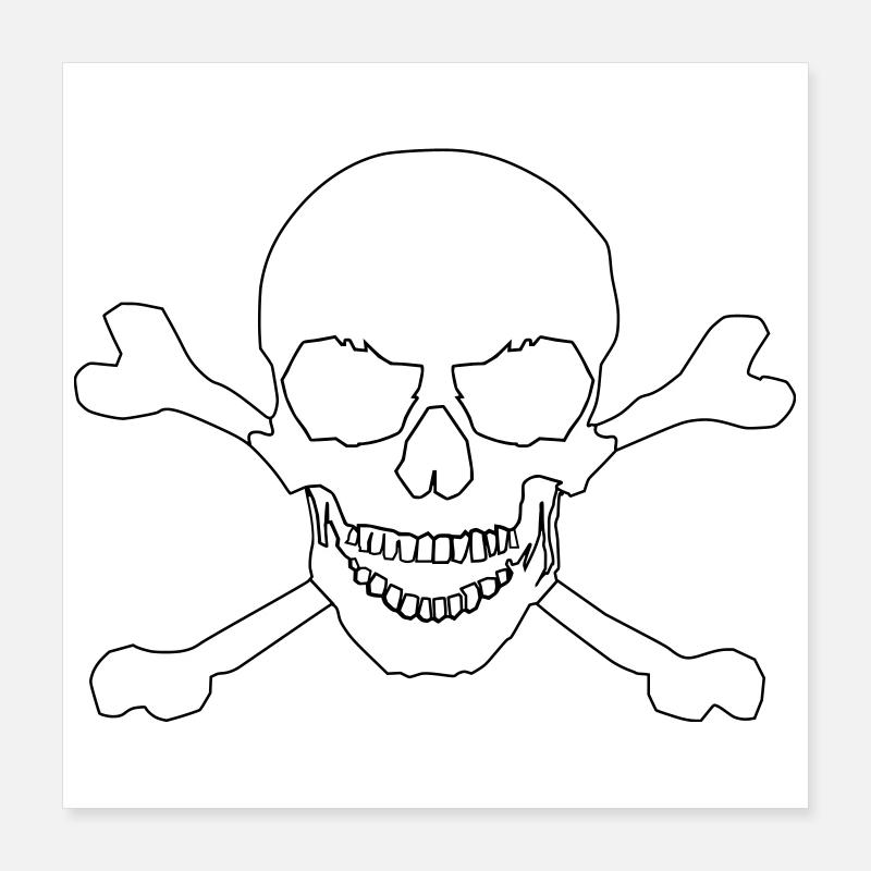 Kranium og korslagte knogler Poster 40x40 cm