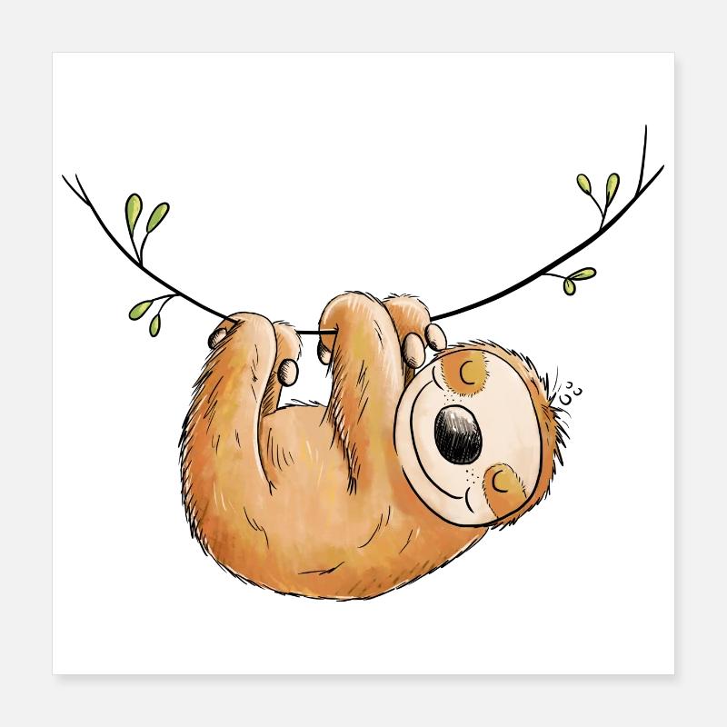 Faultier Hängt Ab I Chillende Tiere I Faulenzer Poster 40x40 cm
