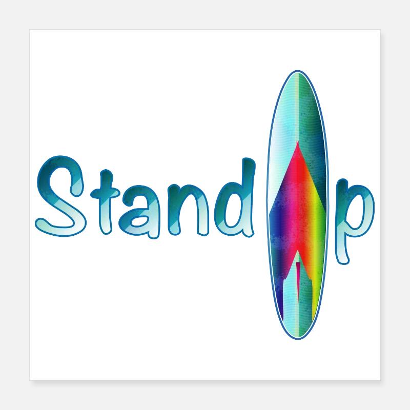 Stand up paddling Schriftzug mit Paddle Board Poster 40x40 cm