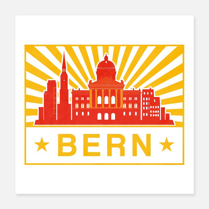 Bern Skyline Sonnenburst Stadtsiegel Poster 40x40 cm