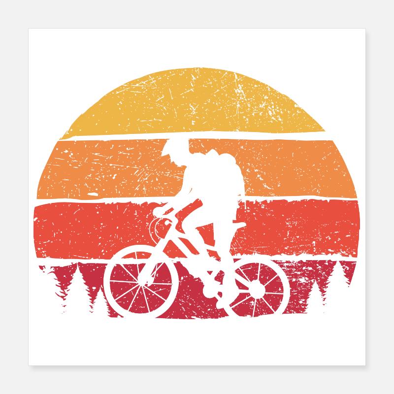Silhouette du coucher de soleil du cycliste jumeau Poster 40 x 40 cm
