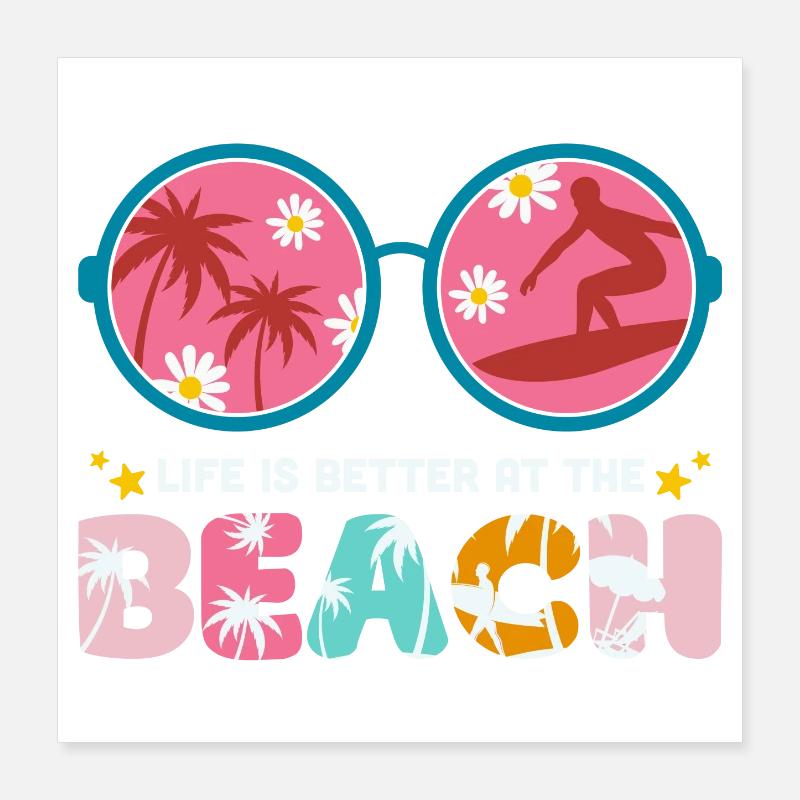 vacances d'été, summer, hello summer Poster 40 x 40 cm