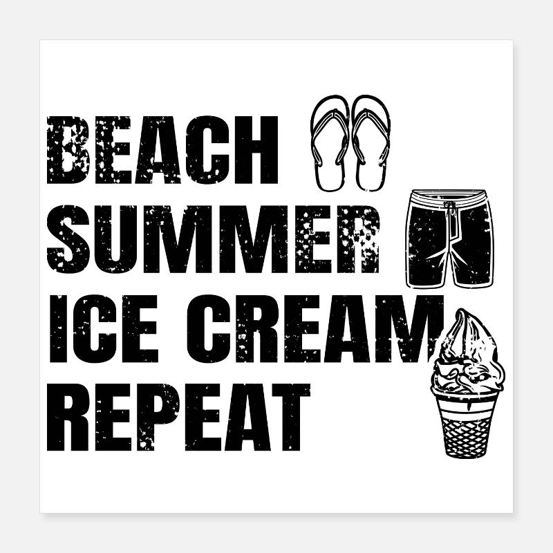 Beach Summer Ice Cream Repetition Poster 16" x 16" (40x40 cm)
