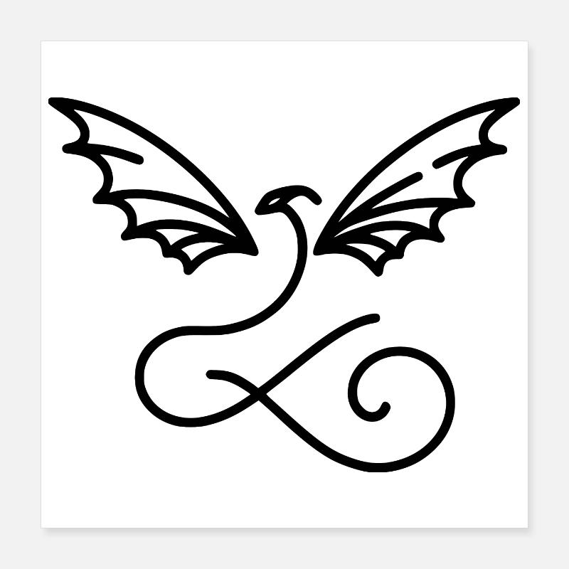 Flying Swirling Dragon Poster 16" x 16" (40x40 cm)
