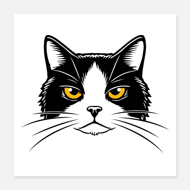 Illustration d’une tête de chat. Poster 40 x 40 cm