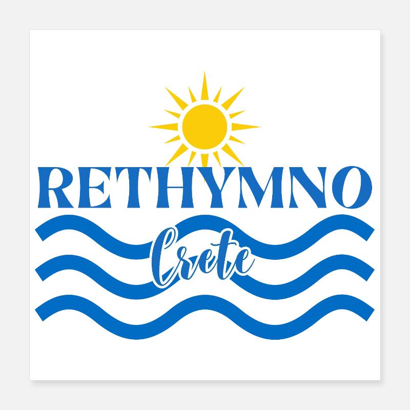Rethymno Sunset Wave Design Poster 40x40 cm