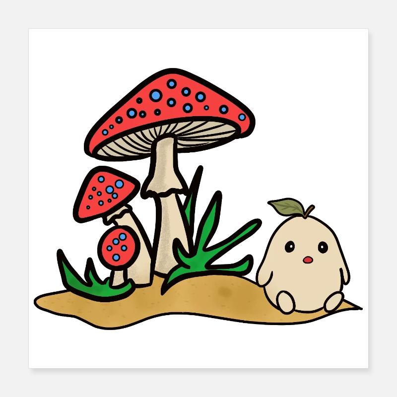Tama and mushrooms Poster 16" x 16" (40x40 cm)