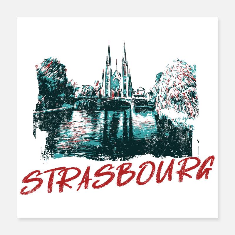 Landschaft mit dem Straßburger Münster Poster 40x40 cm