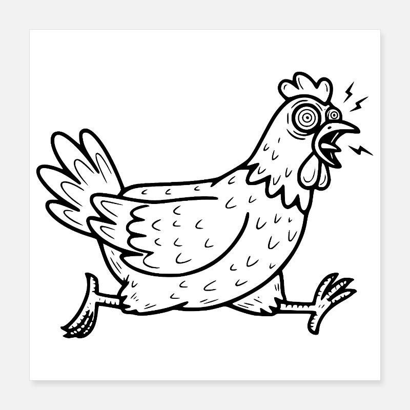 Crazy Chicken Poster 16" x 16" (40x40 cm)