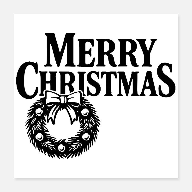 Merry-Christmas Schriftzug mit festlichem Kranz Poster 40x40 cm